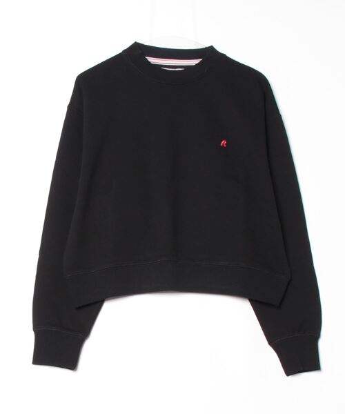 美品 REPLAY リプレイ Rロゴ刺繍入り クロップド スウェット シャツ トレーナー プルオーバー クルーネック 長袖 XS オフホワイト 白 メンズ レディース 古着 中 セール】Rロゴ刺繍入りクロップドスウェットシャツ（スウェット