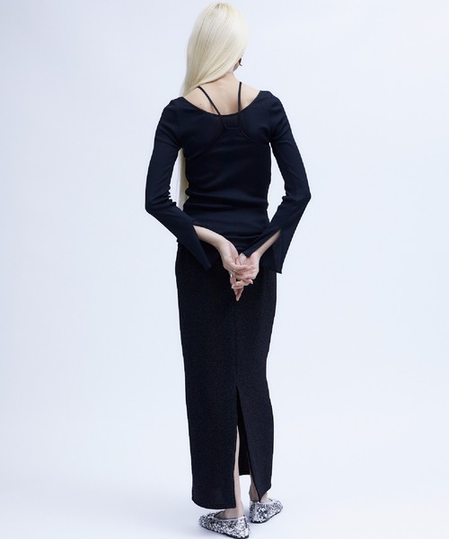 THINGS THAT MATTER(シングス ザット マター)の「GLITTER JERSEY JACQUARD LAYERED SKIRT / グリッタージャージーレイヤードスカート(スカート・レディース・シルバー/ネイビー/ブラック・FREE)」の22枚目の写真