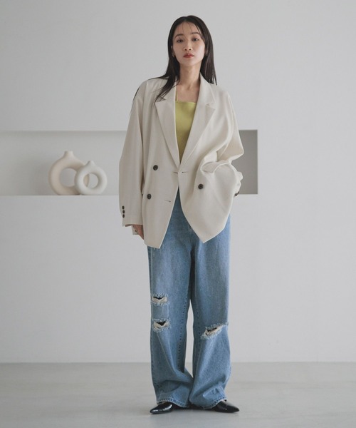 LOWRYS FARM（ローリーズファーム）の「スタイルＵＰアシメショートキャミソール　 288807（キャミソール・レディース・アイボリー/ブラック/ブラック系その他/マスタード・FREE）」の5枚目の写真