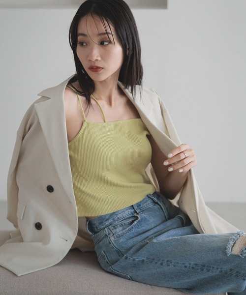 LOWRYS FARM（ローリーズファーム）の「スタイルＵＰアシメショートキャミソール　 288807（キャミソール・レディース・アイボリー/ブラック/ブラック系その他/マスタード・FREE）」の21枚目の写真