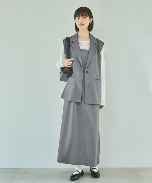 LAKOLE（ラコレ）の「スクエアネックキャミワンピース / 292589（ワンピース・レディース・ブラック/グレー・FREE）」の3枚目の写真