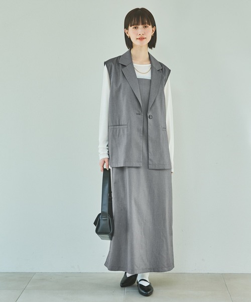 LAKOLE（ラコレ）の「スクエアネックキャミワンピース / 292589（ワンピース・レディース・ブラック/グレー・FREE）」の4枚目の写真