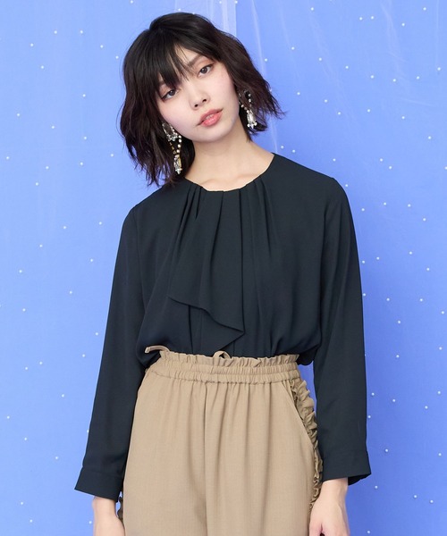 JETSET SOLO PLUS (ジェットセットソロプラス)の「【JETSET SOLO PLUS】シフォンジョーゼットボウタイブラウス(シャツ/ブラウス・レディース・ブラック/ライトグリーン/オフホワイト・FREE)」の2枚目の写真