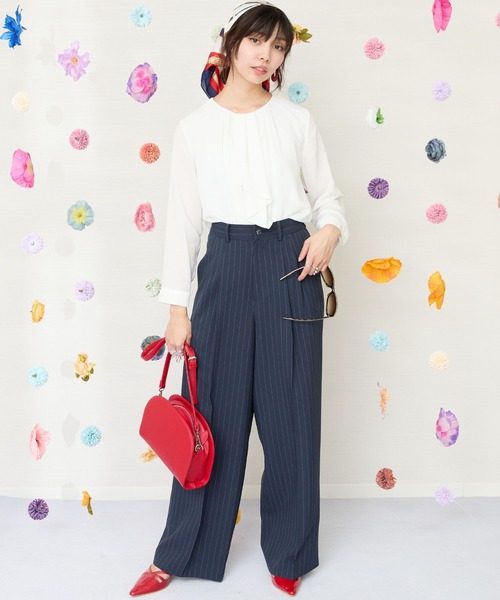 JETSET SOLO PLUS (ジェットセットソロプラス)の「【JETSET SOLO PLUS】シフォンジョーゼットボウタイブラウス(シャツ/ブラウス・レディース・ブラック/ライトグリーン/オフホワイト・FREE)」の4枚目の写真