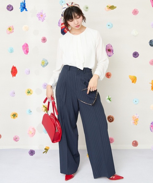 JETSET SOLO PLUS (ジェットセットソロプラス)の「【JETSET SOLO PLUS】シフォンジョーゼットボウタイブラウス(シャツ/ブラウス・レディース・ブラック/ライトグリーン/オフホワイト・FREE)」の6枚目の写真
