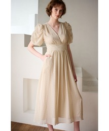 【セール】Estella.K エステラケー　ドットワンピース　ベージュ セール】Estella.K エステラケー ドットワンピース ベージュ