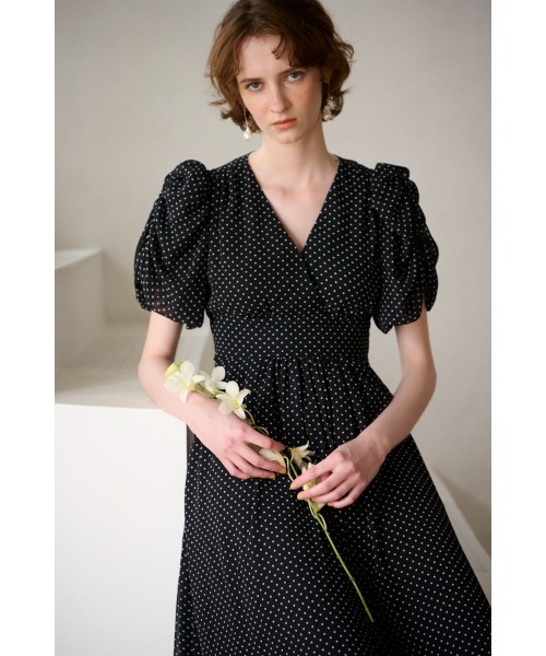 【ほぼ新品】Estella.K エステラケー カシュクールドットドレス Harper Dress カシュクールプリントドレス（ワンピース