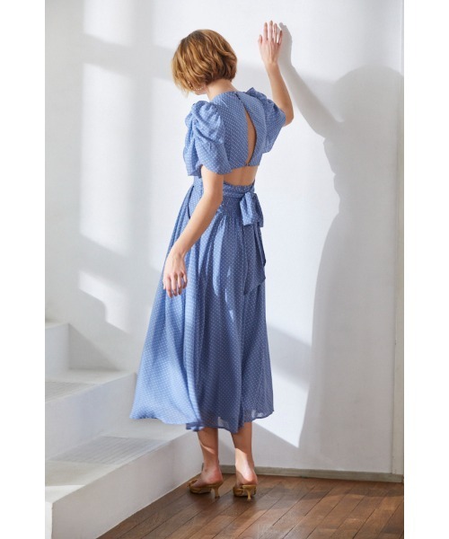 Estella.K（エステラケー）の「Harper Dress カシュクールプリントドレス（ワンピース・レディース・オフホワイト/アイボリー/ブラック/ラベンダー/サックスブルー系/ブルー系その他/イエロー系・FREE）」の15枚目の写真