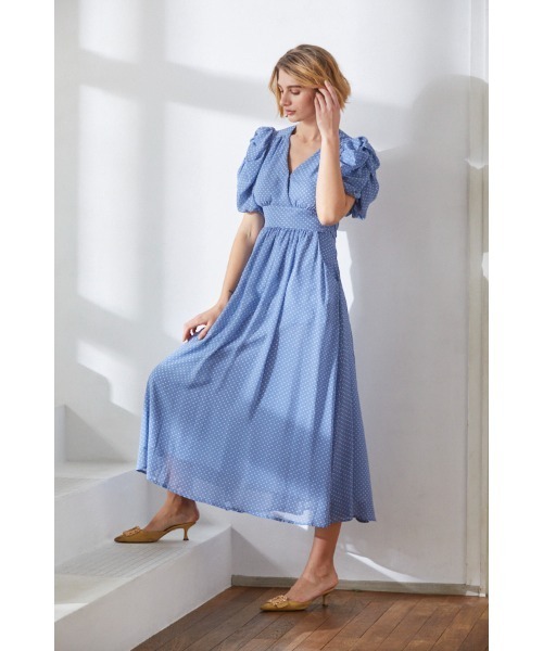 Estella.K（エステラケー）の「Harper Dress カシュクールプリントドレス（ワンピース・レディース・オフホワイト/アイボリー/ブラック/ラベンダー/サックスブルー系/ブルー系その他/イエロー系・FREE）」の14枚目の写真