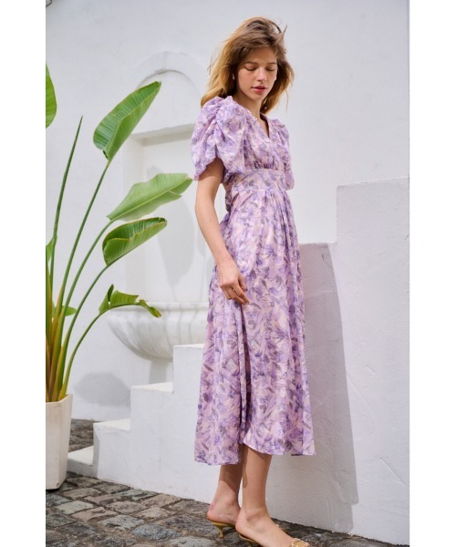 Estella.K（エステラケー）の「Harper Dress カシュクールプリントドレス（ワンピース・レディース・オフホワイト/アイボリー/ブラック/ラベンダー/サックスブルー系/ブルー系その他/イエロー系・FREE）」の20枚目の写真