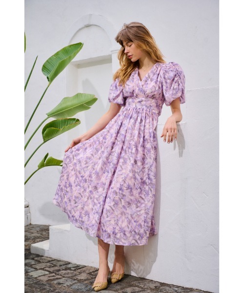 Estella.K（エステラケー）の「Harper Dress カシュクールプリントドレス（ワンピース・レディース・オフホワイト/アイボリー/ブラック/ラベンダー/サックスブルー系/ブルー系その他/イエロー系・FREE）」の21枚目の写真