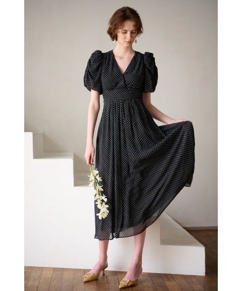 大人気！エステラケー Harper Polka-dot Dress ワンピース Harper Polka-dot Dress -BLK dot- – Estella.K