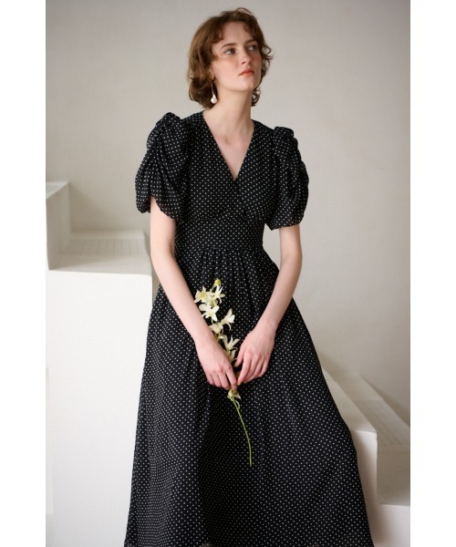 【ほぼ新品】Estella.K エステラケー カシュクールドットドレス Harper Dress カシュクールプリントドレス（ワンピース