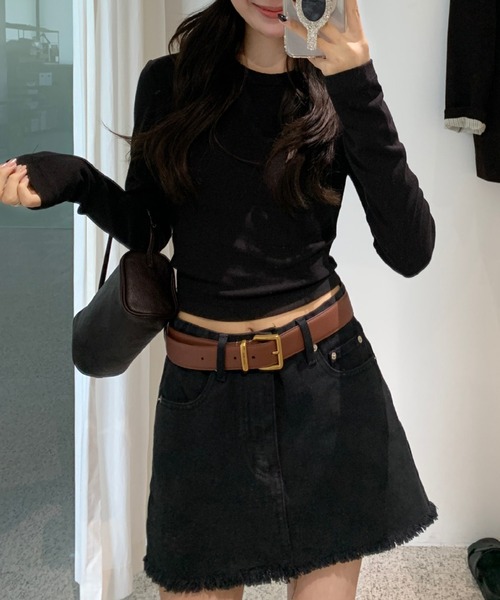 DAY CLOSET(デイ クローゼット)の「【大きいサイズ有/ストレッチ有】 レイヤード即戦力。長袖 シアー ピーチスキン カットソー レディース(Tシャツ/カットソー・レディース・ホワイト/ブラック・L/XL/M)」の7枚目の写真