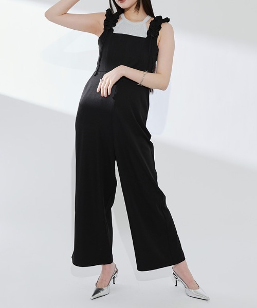 ECLAM(クラム)の「バックリボンデザインオールインワン(つなぎ/オールインワン・レディース・ブラック/グレー・M)」の2枚目の写真
