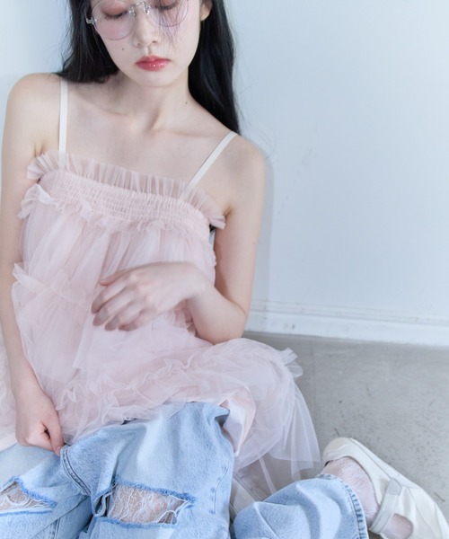 即完売　美品　Honey mi honey ♡ キャミソール　チュニック tulle tiered tunic camisole（キャミソール）｜HONEY MI HONEY