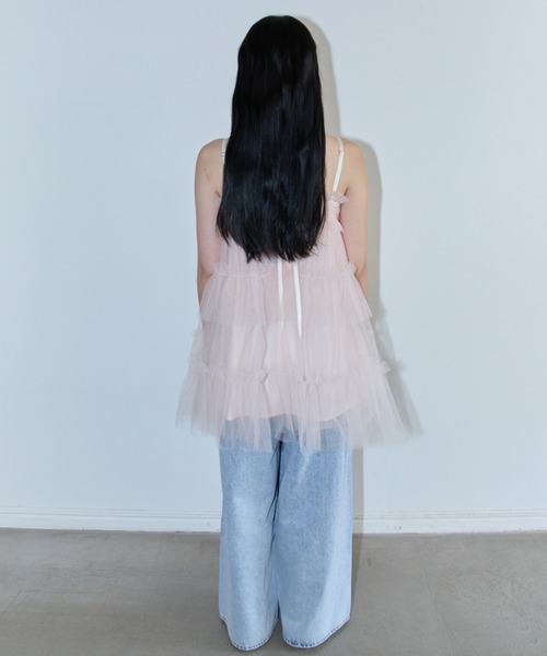 即完売　美品　Honey mi honey ♡ キャミソール　チュニック セール】tulle tiered tunic camisole（キャミソール）｜HONEY