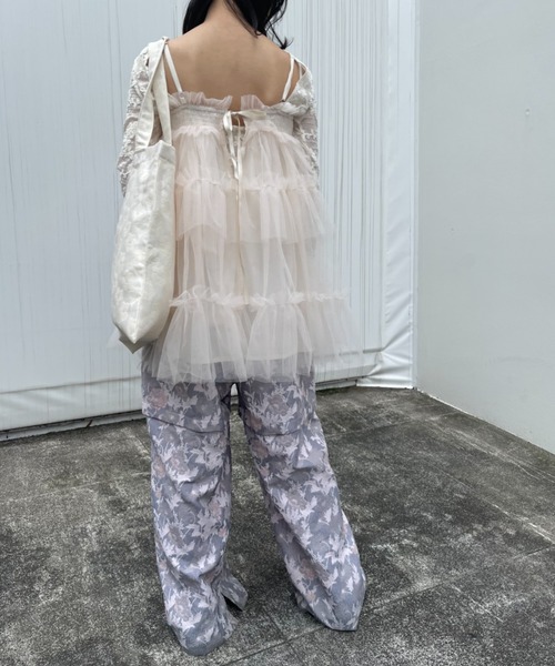 HONEY MI HONEY(ハニーミーハニー)の「tulle tiered tunic camisole(キャミソール・レディース・サックスブルー/オフホワイト/ピンク/ブラック・FREE)」の19枚目の写真