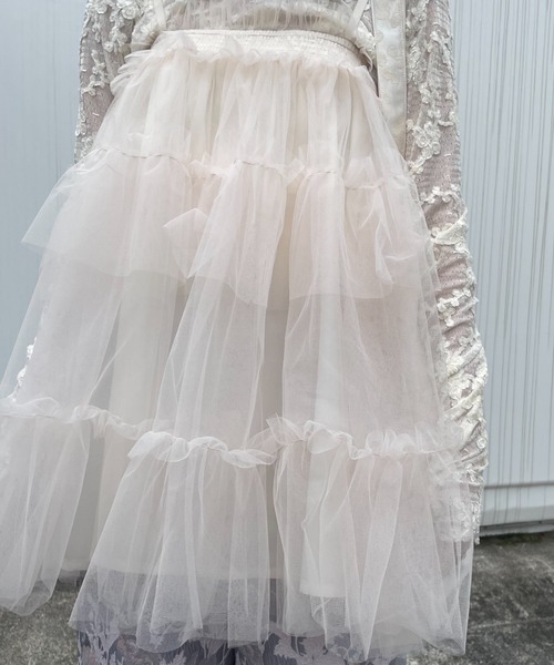 HONEY MI HONEY(ハニーミーハニー)の「tulle tiered tunic camisole(キャミソール・レディース・サックスブルー/オフホワイト/ピンク/ブラック・FREE)」の17枚目の写真