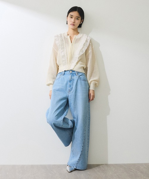 WEB限定】ラッフルメッシュ編みカーディガン（カーディガン