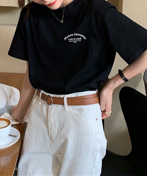 Lace Ladies(レースレディース)の「配色 ロゴ プリント クルーネック Tシャツ(Tシャツ/カットソー・レディース・ブラック/ホワイト・M/XL)」の3枚目の写真