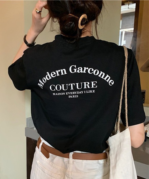 Lace Ladies(レースレディース)の「配色 ロゴ プリント クルーネック Tシャツ(Tシャツ/カットソー・レディース・ブラック/ホワイト・M/XL)」の5枚目の写真