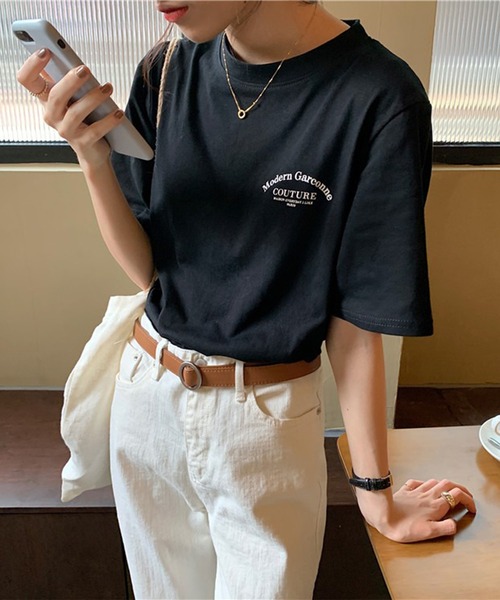 Lace Ladies(レースレディース)の「配色 ロゴ プリント クルーネック Tシャツ(Tシャツ/カットソー・レディース・ブラック/ホワイト・M/XL)」の6枚目の写真