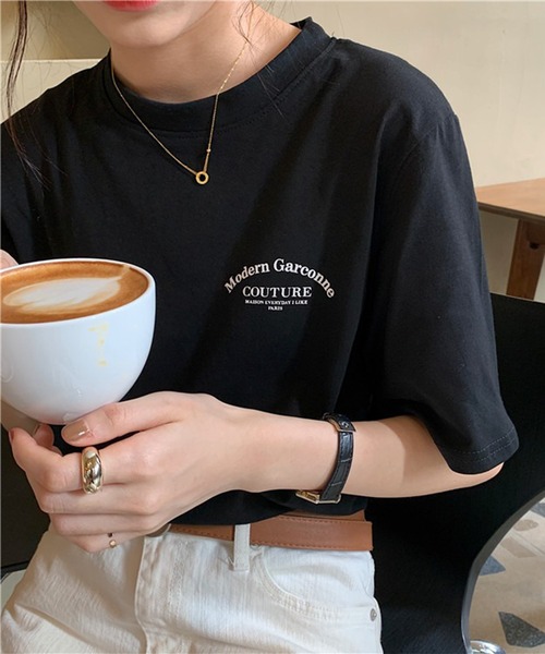Lace Ladies(レースレディース)の「配色 ロゴ プリント クルーネック Tシャツ(Tシャツ/カットソー・レディース・ブラック/ホワイト・M/XL)」の7枚目の写真