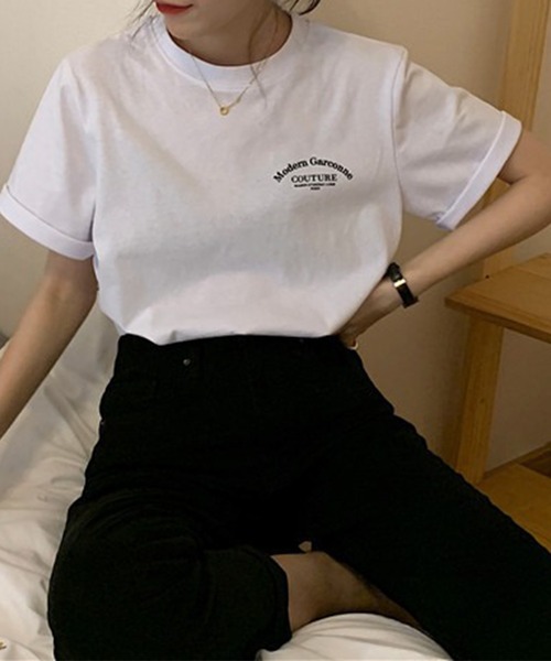 Lace Ladies(レースレディース)の「配色 ロゴ プリント クルーネック Tシャツ(Tシャツ/カットソー・レディース・ブラック/ホワイト・M/XL)」の8枚目の写真