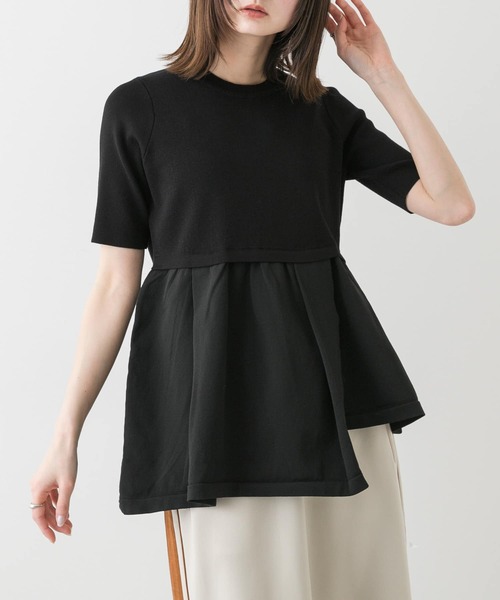 SENSE OF PLACE by URBAN RESEARCH（センスオブプレイスバイアーバンリサーチ）の「アシメペプラムセーター（ニット/セーター・レディース・アイボリー/ライトブルー/ブラック・ONE）」の2枚目の写真