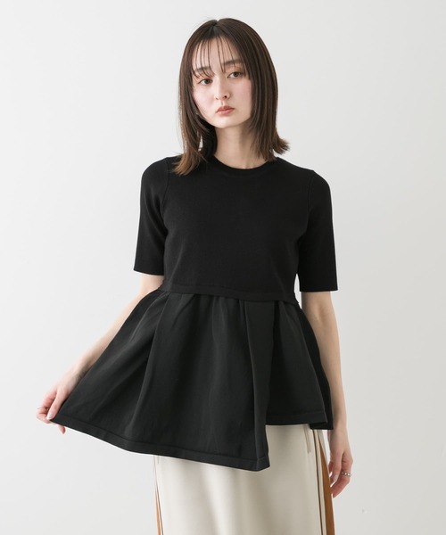 SENSE OF PLACE by URBAN RESEARCH（センスオブプレイスバイアーバンリサーチ）の「アシメペプラムセーター（ニット/セーター・レディース・アイボリー/ライトブルー/ブラック・ONE）」の5枚目の写真