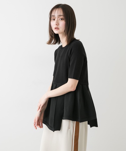 SENSE OF PLACE by URBAN RESEARCH（センスオブプレイスバイアーバンリサーチ）の「アシメペプラムセーター（ニット/セーター・レディース・アイボリー/ライトブルー/ブラック・ONE）」の6枚目の写真