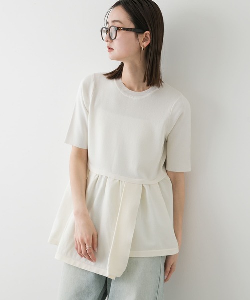 SENSE OF PLACE by URBAN RESEARCH（センスオブプレイスバイアーバンリサーチ）の「アシメペプラムセーター（ニット/セーター・レディース・アイボリー/ライトブルー/ブラック・ONE）」の12枚目の写真