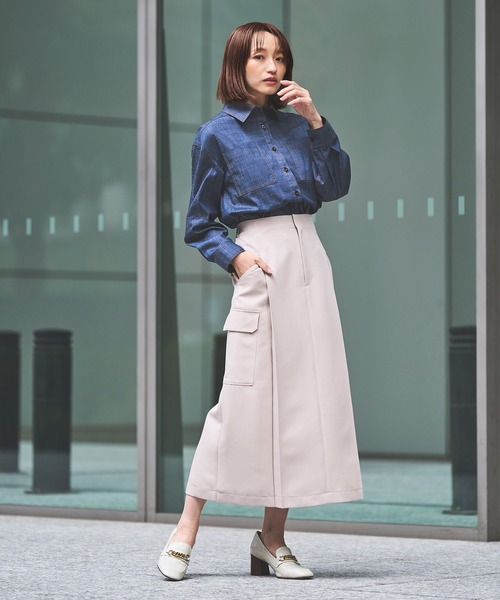 Sirin（シリン）の「ハイウエストカーゴスカート【2サイズ展開】（スカート・レディース・ライトベージュ/ライトオリーブ/ライトグレー・X-SMALL/SMALL）」の8枚目の写真