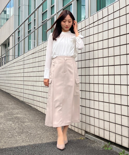Sirin（シリン）の「ハイウエストカーゴスカート【2サイズ展開】（スカート・レディース・ライトベージュ/ライトオリーブ/ライトグレー・X-SMALL/SMALL）」の13枚目の写真