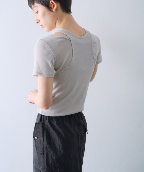 CODE A(コードエー)の「layered mini tee(Tシャツ/カットソー・レディース・ブラック/ライトグレー/ホワイト/ライトイエロー系・00)」の6枚目の写真