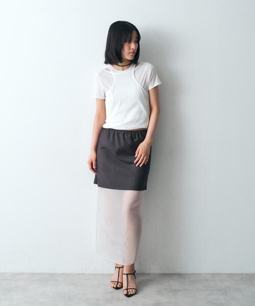 CODE A(コードエー)の「layered mini tee(Tシャツ/カットソー・レディース・ブラック/ライトグレー/ホワイト/ライトイエロー系・00)」の14枚目の写真