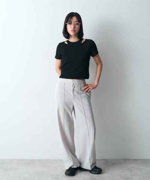 CODE A(コードエー)の「layered mini tee(Tシャツ/カットソー・レディース・ブラック/ライトグレー/ホワイト/ライトイエロー系・00)」の20枚目の写真