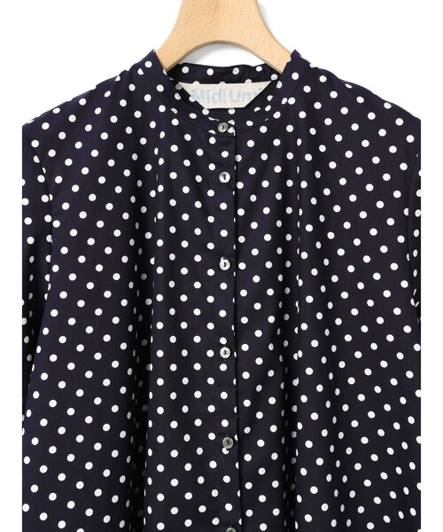 MidiUmi (ミディウミ) リブカットソー  長袖　トップス　カットソー セール】MidiUmi ハーフスリーブドットAラインシャツ（シャツ