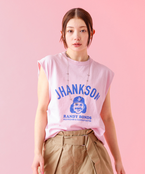 tシャツ 「Le Melange/ル・メランジュ」プリントノースリーブTシャツ/コラボ/ノースリーブ「WEB限定」 レディース Le Melange/ル・メランジュ】プリントノースリーブTシャツ