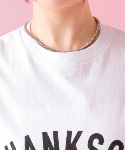 Le Melange/ル・メランジュ】プリントノースリーブTシャツ