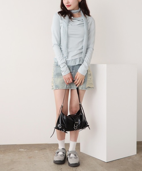 ROOPTOKYO(ループトウキョウ)の「スカーフ付きフリルギャザートップス(Tシャツ/カットソー・レディース・ブルー/ホワイト・FREE)」の19枚目の写真