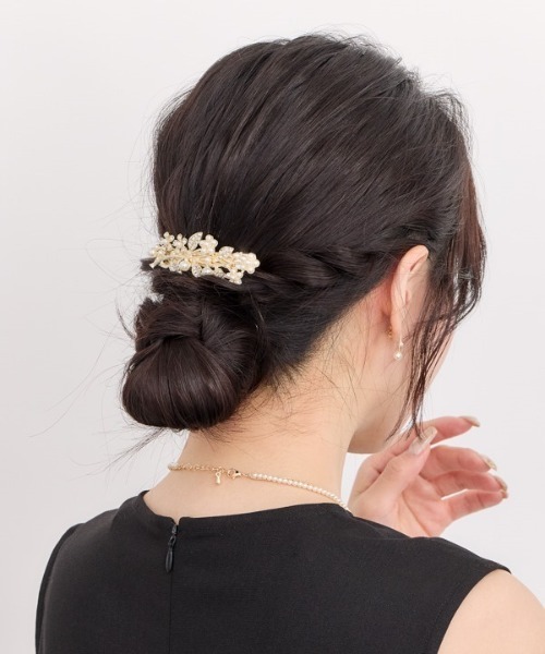 メタルリーフパールバレッタ（バレッタ/ヘアクリップ）｜Heartdance