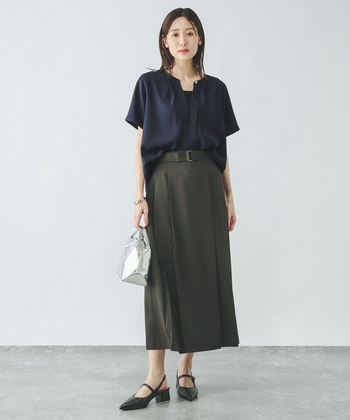 GLOBAL WORK（グローバルワーク）の「キレイつづく2WAYタック半袖/288566（シャツ/ブラウス・レディース・ホワイト系その他/コーラルピンク/ネイビー/ブルー系その他・MEDIUM/LARGE/SMALL）」の5枚目の写真