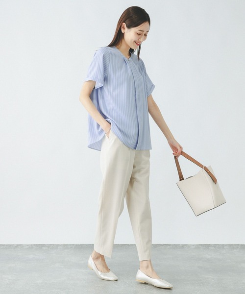 GLOBAL WORK（グローバルワーク）の「キレイつづく2WAYタック半袖/288566（シャツ/ブラウス・レディース・ホワイト系その他/コーラルピンク/ネイビー/ブルー系その他・MEDIUM/LARGE/SMALL）」の10枚目の写真