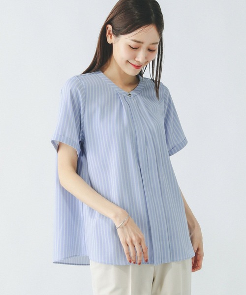 GLOBAL WORK（グローバルワーク）の「キレイつづく2WAYタック半袖/288566（シャツ/ブラウス・レディース・ホワイト系その他/コーラルピンク/ネイビー/ブルー系その他・MEDIUM/LARGE/SMALL）」の12枚目の写真