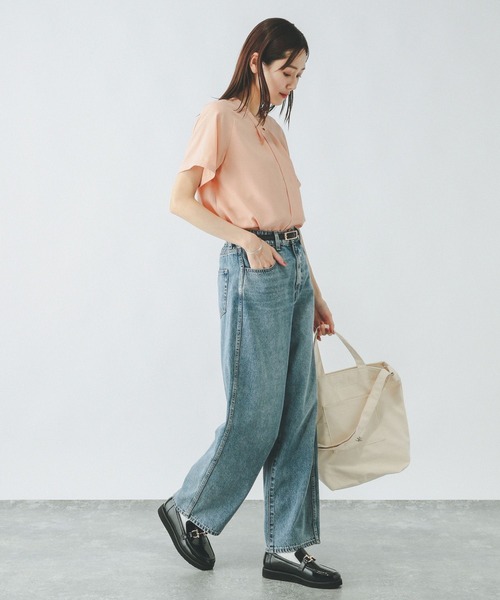 GLOBAL WORK（グローバルワーク）の「キレイつづく2WAYタック半袖/288566（シャツ/ブラウス・レディース・ホワイト系その他/コーラルピンク/ネイビー/ブルー系その他・MEDIUM/LARGE/SMALL）」の14枚目の写真