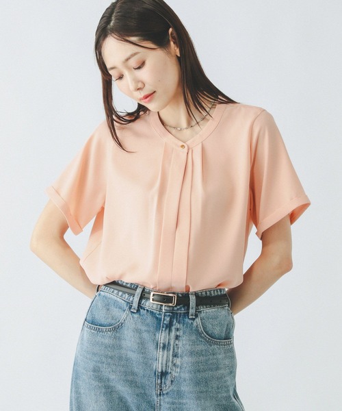 GLOBAL WORK（グローバルワーク）の「キレイつづく2WAYタック半袖/288566（シャツ/ブラウス・レディース・ホワイト系その他/コーラルピンク/ネイビー/ブルー系その他・MEDIUM/LARGE/SMALL）」の15枚目の写真