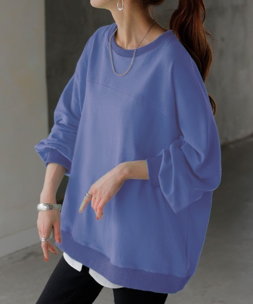 HUG.U(ハグユー)の「ステッチゆるロンT(Tシャツ/カットソー・レディース・サンドベージュ/ダークグレー/グリーン/ライトグレー/ホワイト/ブラック/ブルー・FREE)」の7枚目の写真