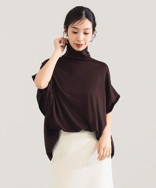 Demi-Luxe BEAMS（デミルクス ビームス）の「【別注】COG THE BIGSMOKE / KENNA ハイネック フレンチスリーブ トップス［手洗い可］（Tシャツ/カットソー・レディース・ブラック/ブラウン・ONE SIZE）」の2枚目の写真